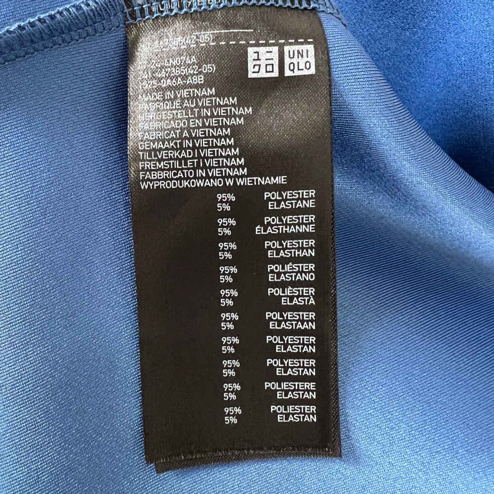 UNIQLO Crepe Jersey T-Shirt 65 Blue Crew Neck Boxy Fit Oversized Short Sleeve XL - Picture 6 of 8